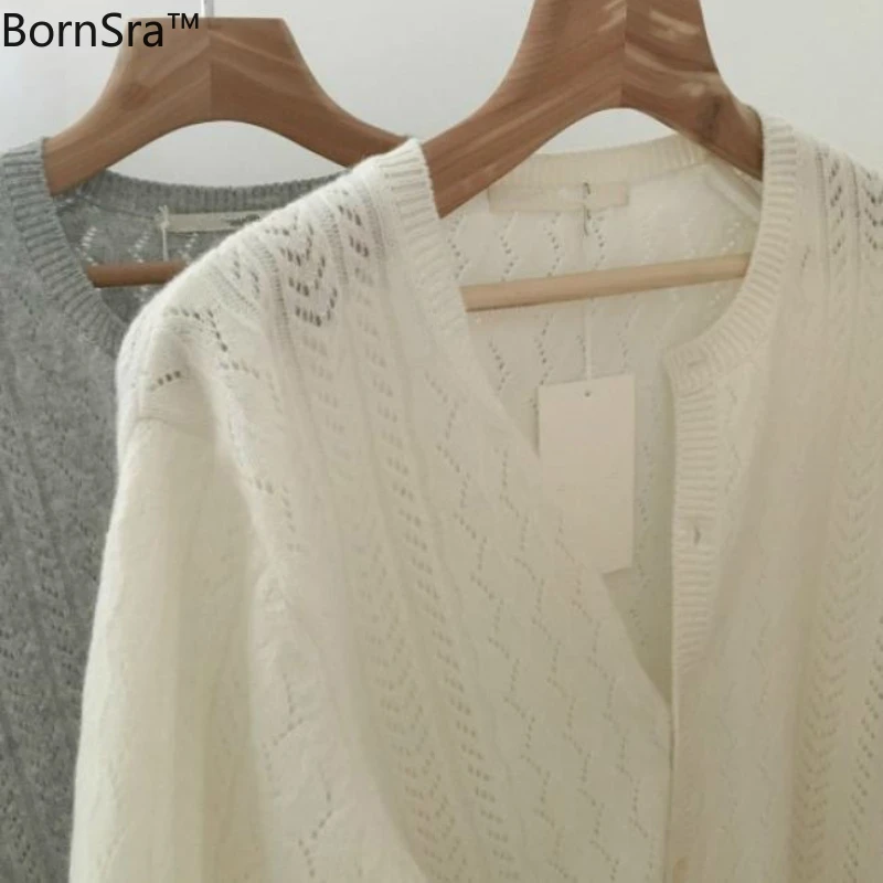 

Bornsra 2020 Spring and Autumn Woman Cardigans Casual Computer Knitted O-Neck Full Women Sweaters Knitted Sweater