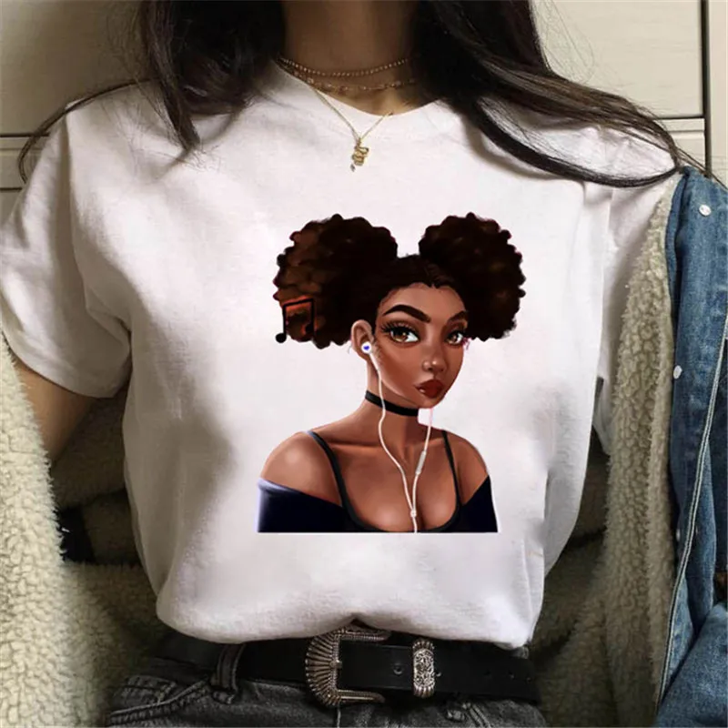 

Women Hip Hop Letter Print Melanin T-shirts Korean Tshirt Cool Black Girl Short Sleeve Female Tops Tee Maycaur New Vogue T Shirt
