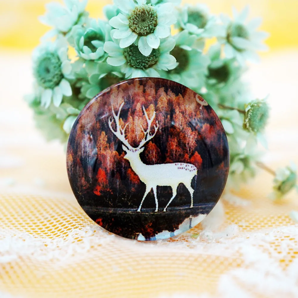 

2PCS/lot Round 35MM Cute Deer Glass Cabochon for make bracelet necklace Jewelry for women 2019 earring pins brooch craft supply