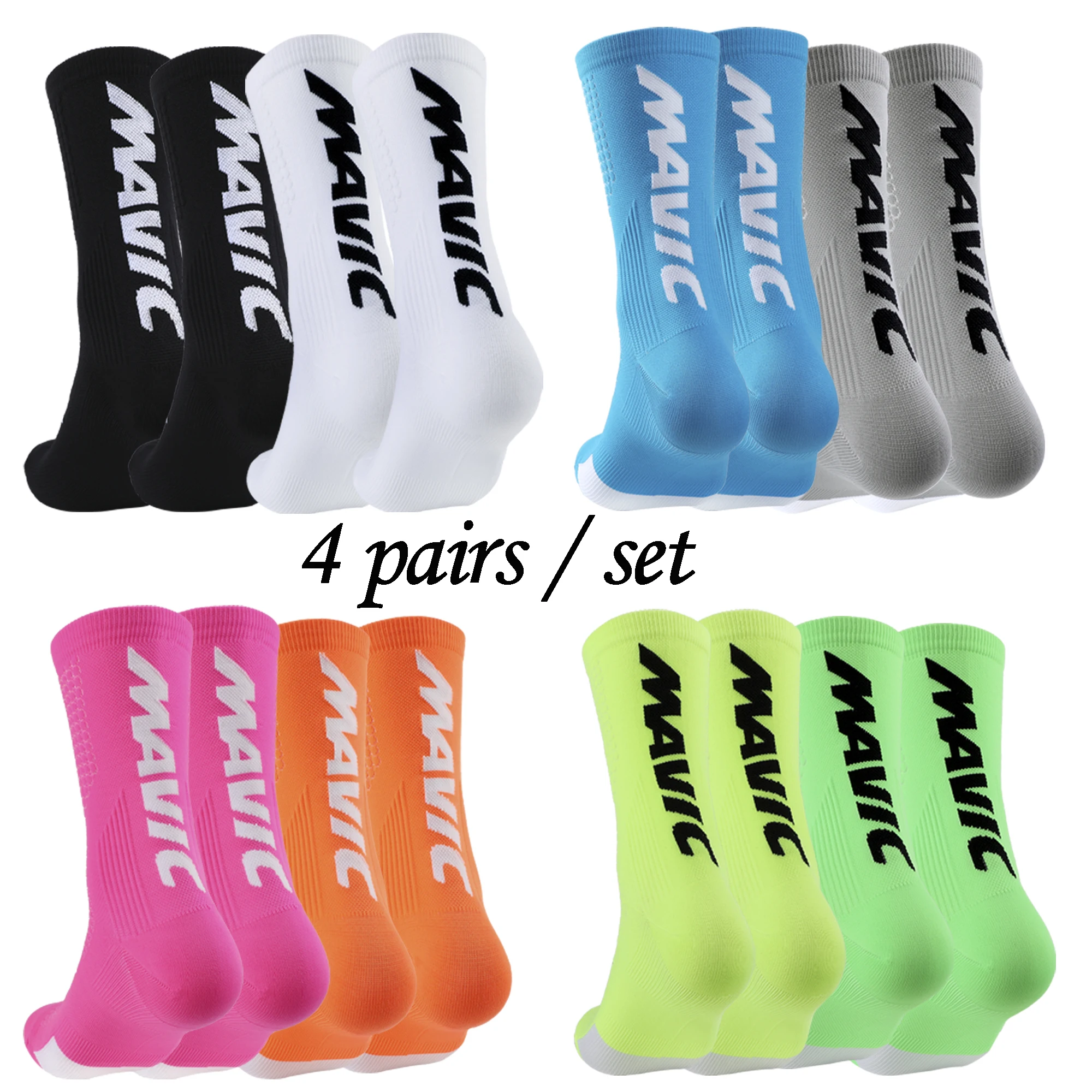 

4 Pairs Cycling Socks Socks Men Knee High Socks Compression Socks Sports Socks Woman Socks Basketball Socks Yoga Socks