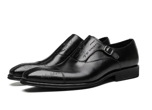 

Handmade Carved Monk Shoes Buckle Wedding Shoes Genuine Leather High Quality Fashion Men's shoes