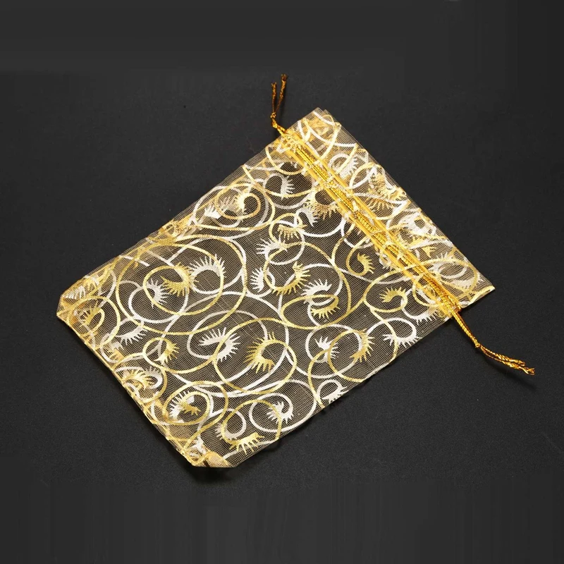 100pcs Champagne Eyelash Organza Drawstring Pouches Jewelry Party Wedding Favor Gift Bags 3.5&quotx4.3&quot | Дом и сад