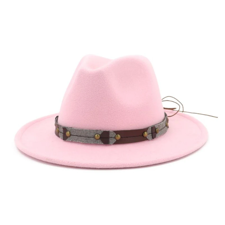 pink fedoras BUTTERMERE, фетровые шляпы с большими полями, женские, синие, твидовые, фетровые шляпы, женские, одноцветные, на каждый день, шапки со свининой, для осени и зимы, женские, джазовые шапки - Цвет: pink fedoras