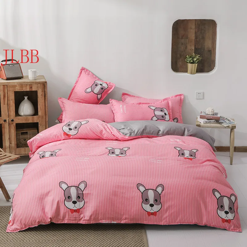 

Sesom Blue grid Four-Piece Washed Cotton Bed Sheet Quilt Cover Simple Style Skin-Friendly Bare Sleeping Quilt Cover Supplies