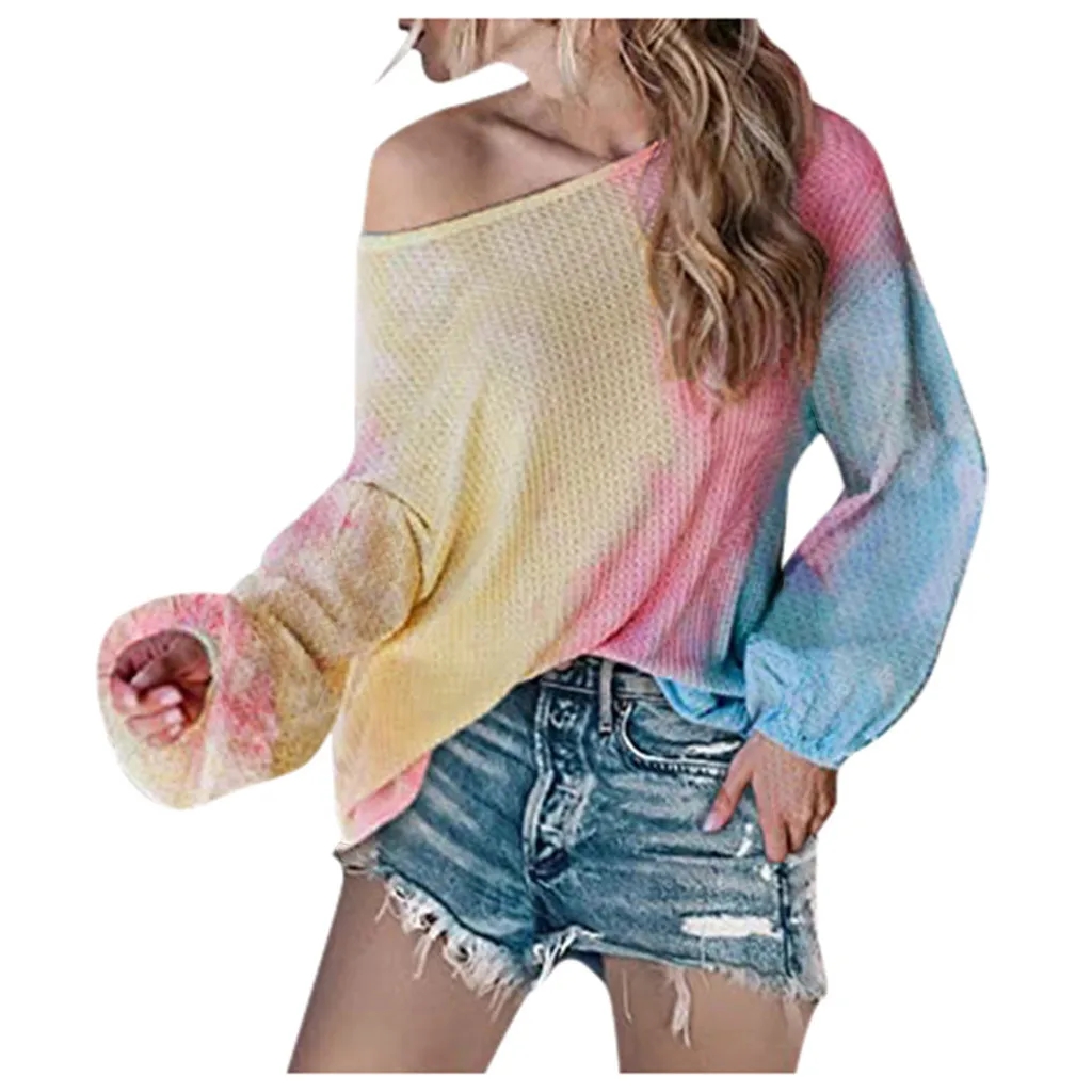 Сексуальный Свободный пуловер с открытыми плечами свитер высокая уличная мода