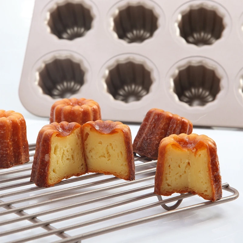 

Cake Mould Cake Pan Champagne Gold High Quality 12-Cavity Non-Stick Cannelel Pans Carbon Steel for Oven Baking Cup Cake