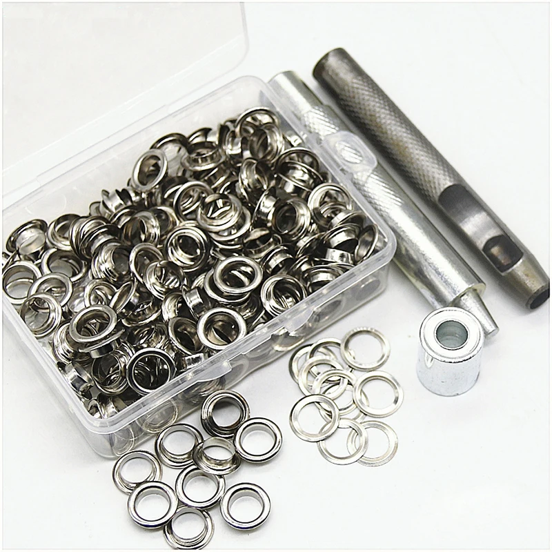 

100 Sets Metal Eyelet Buckles + Installation Tools High Quality Punk Accessories Baseball Cap Eyelet Buttons