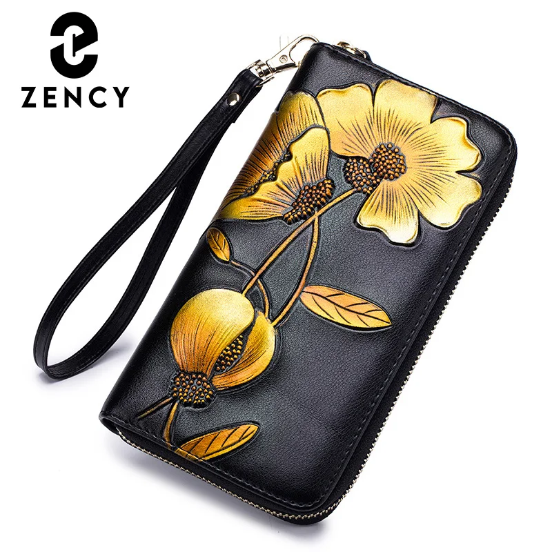 Zency мягкие кошельки из натуральной кожи Красочные Длинные женские кошельки большой емкости многофункциональные классические женские коше...