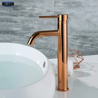 bathroom basin faucet rose gold black brass single hole water mixer brushed gold hot cold mixer tap