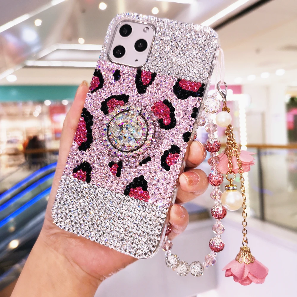 

Crystal ring nails Case 3D Phone Cover for iPhone 7 8 11 12 13 x xs max pro plus Bing Crystal Diamond girl Gift Bracelet