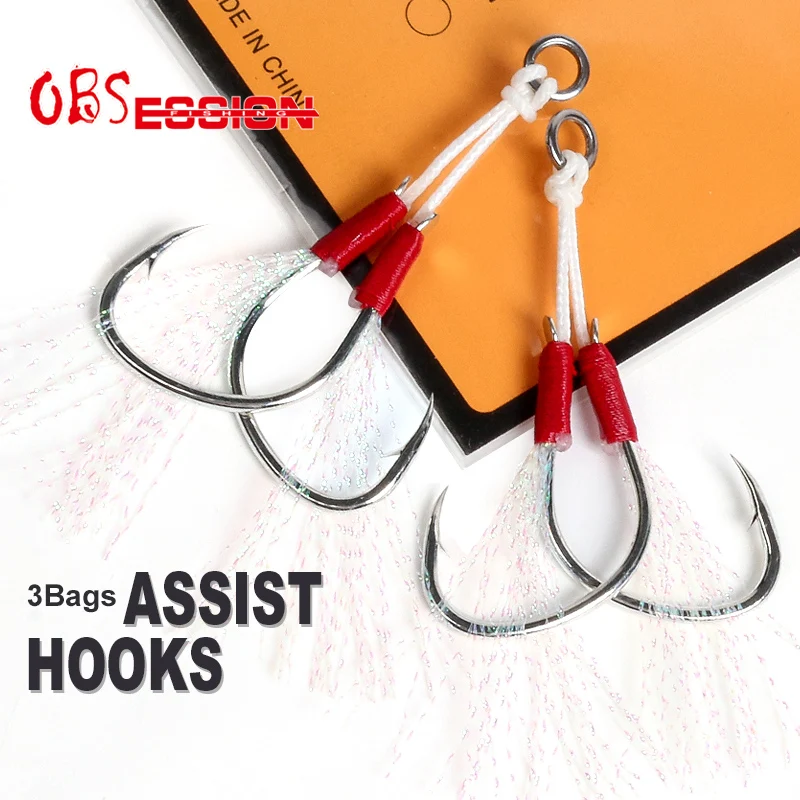 

OBSESSION Twin Assist Hooks Slow Jigging Hooks High Carbon Steel Double Jig Fishhooks Assist Fishing Hooks Pesca Accessories