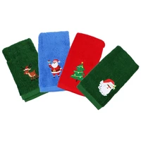 4pcs christmas cartoon comfortable dish towels embroidery towel party creative towel for kitchen toilet