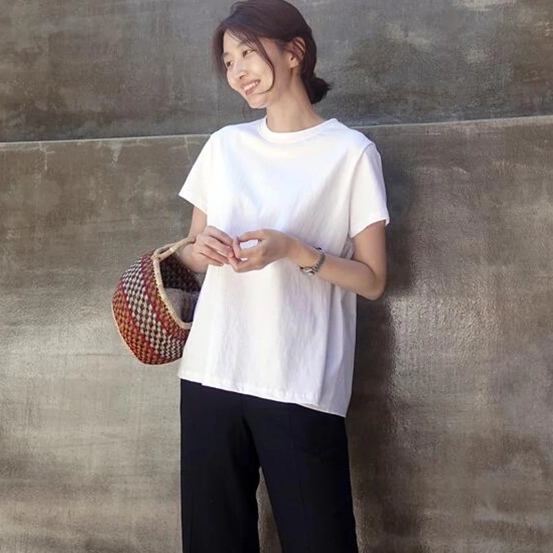 Летние 2021 новые хлопковые повседневные футболки с круглым вырезом Короткие