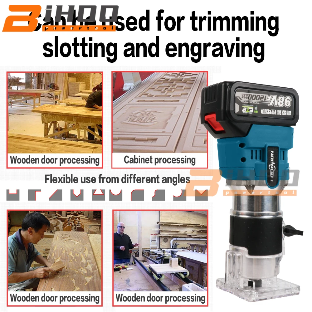 

US EU Cordless Lithium Battery Electric Trimmer Wood Push Trimming Machine Carving Machine Milling Woodworking DIY Tool 1PC