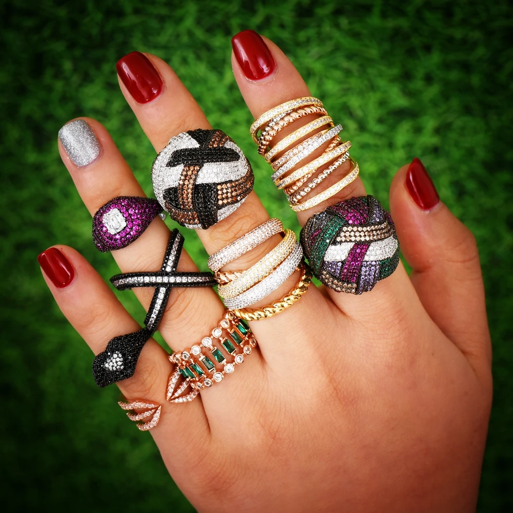 Комбинированные кольца missvikki ручной работы составные сочетаются с женскими