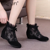 fashion short boots womens air net boots increased naked boots summer new single boots hollow womens boots zapatos de mujer