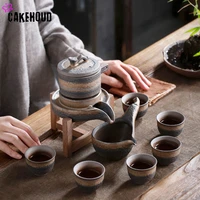 ceramic stone mill automatic tea pot chinese kung fu tea set lazy kettle semi automatic tea maker convenient office tea sets