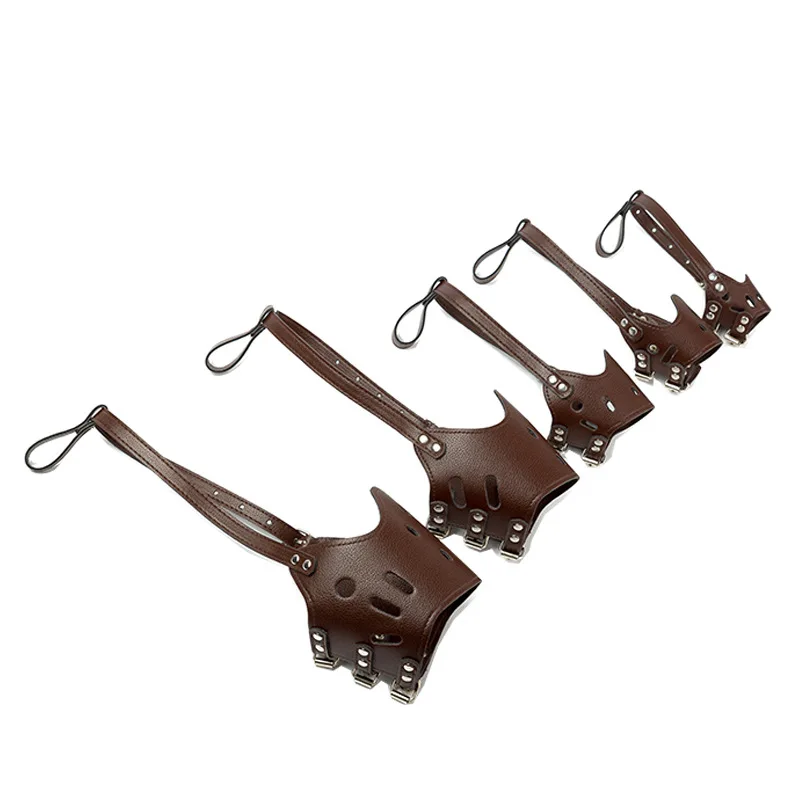 

Adjustable Dog Mouth Muzzle Breathable Leather Solid Color Anti Bark Bite Chew Pet Products Safety For Small Large Dogs