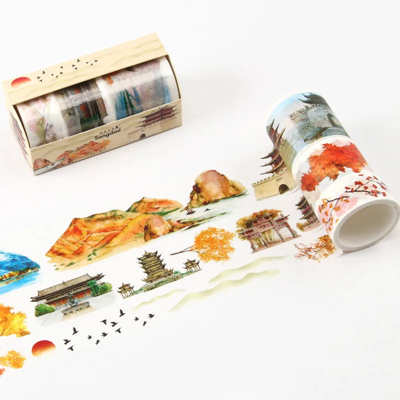 

Kawaii Masking Tape Set Stickers Scrapbooking Flower Washi Tape Autumn Cute Stationery Adhesive Tape For DIY Diary Photos Albums