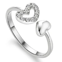 doreenbeads adjustable open ring silver color thumb ladies heart angel wing rings for women men lovers crystal jewelry gifts