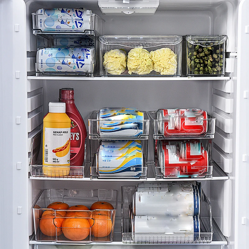 Пластиковый контейнер для хранения, ящик для хранения, пластиковая коробка для хранения яиц, холодильника, прозрачный Регулируемый ящик дл...