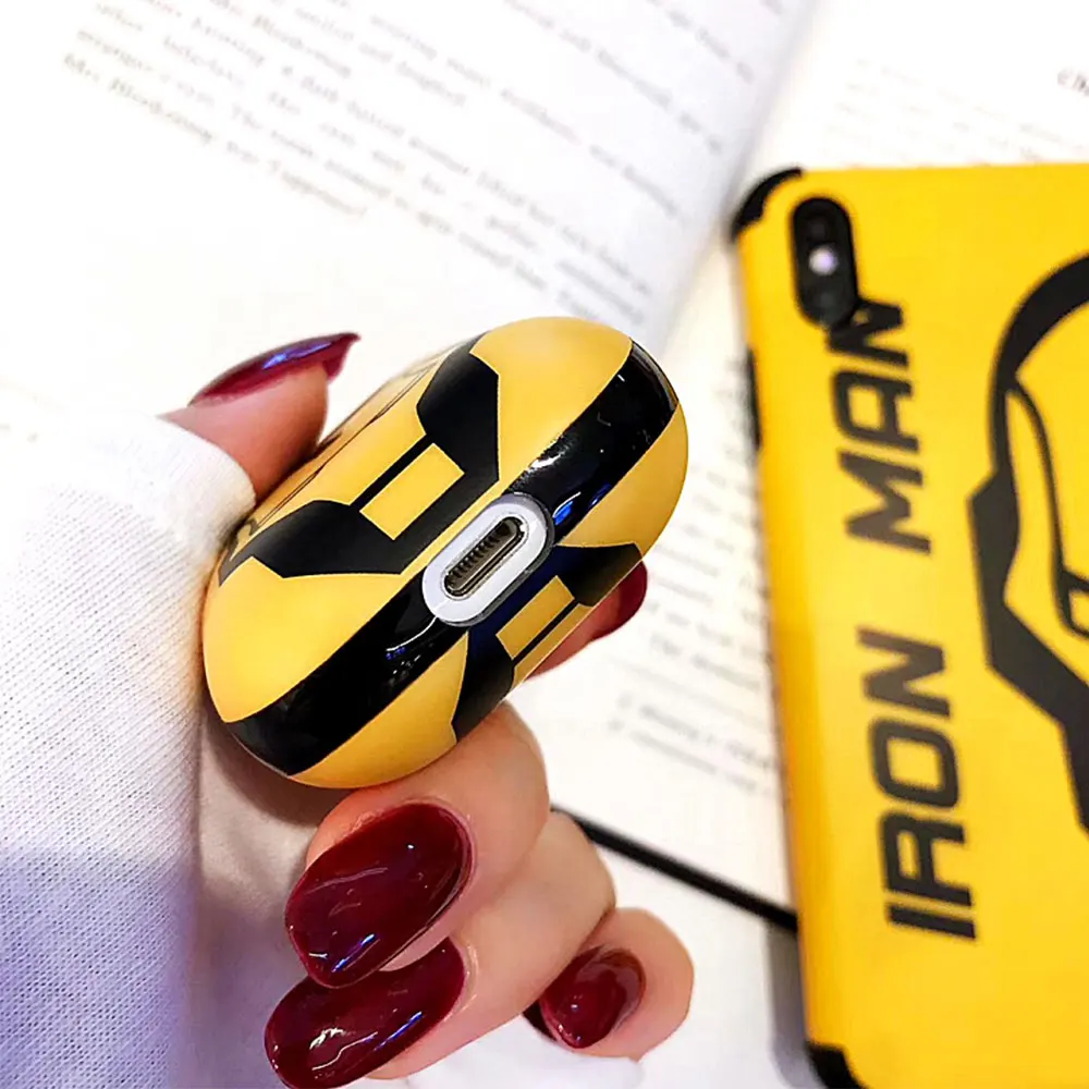 Модные силиконовые чехлы для наушников Marvel Iron Man Apple Airpods 1/2 мягкие Защитные