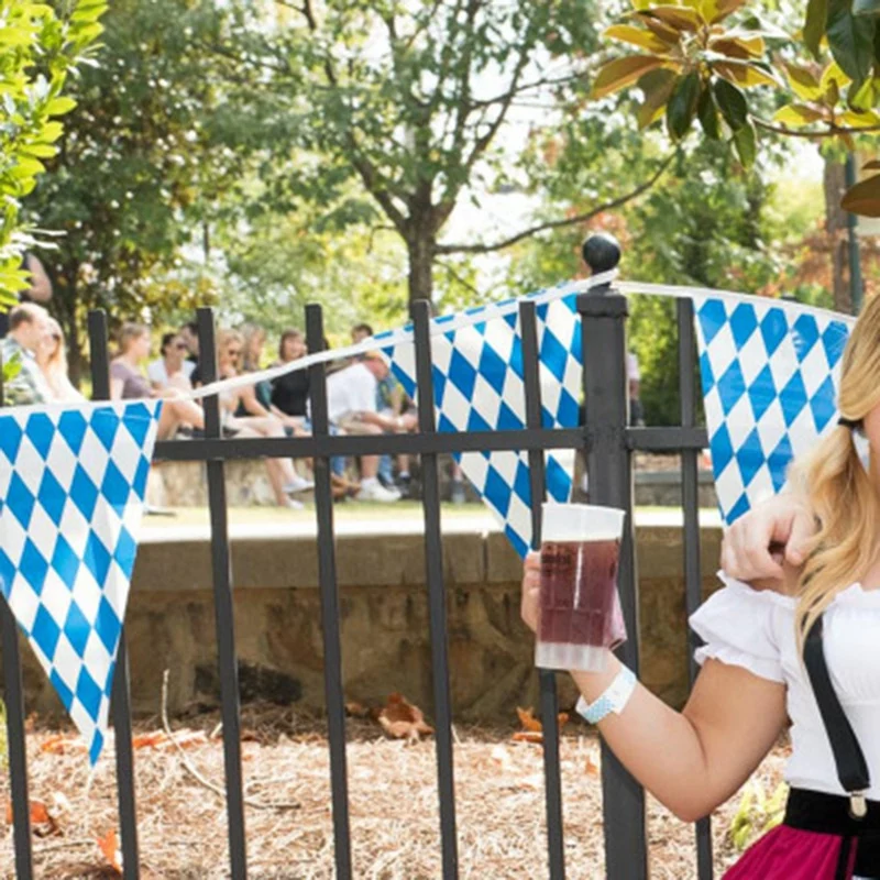 2 шт. Октоберфест Баварская синяя белая фотография 20 боковых шнурков флаг