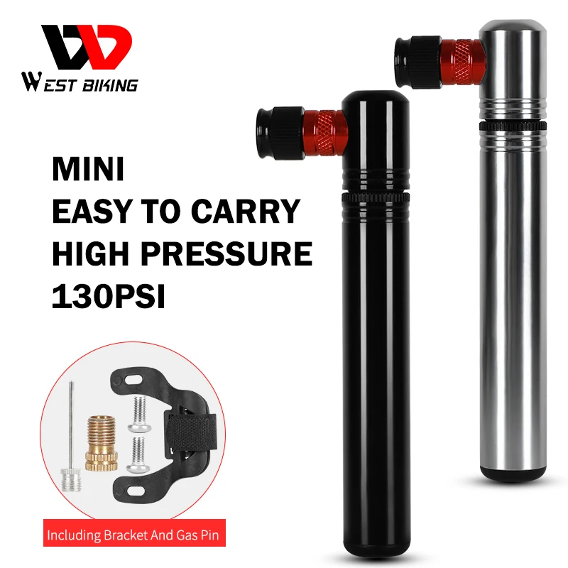 

WEST BIKING Mini Bicycle Pump 130PSI Cycling Hand Air Pump Ball Tire Inflator Schrader Presta Valve Portable MTB Road Bike Pump