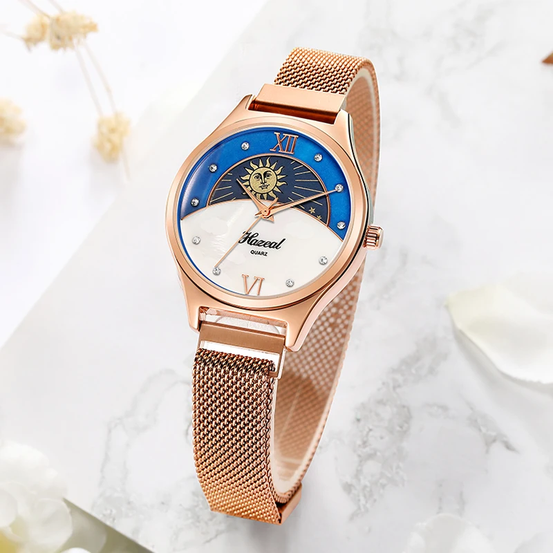 HAZEAL women watches luxury quartz wrist watch steel band chic ladies wristwatch relogio dress reloj mujer | Наручные часы