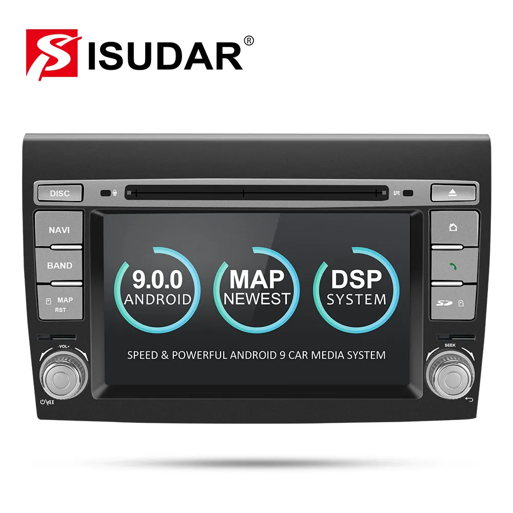Isudar 2 Din Android 9 Автомобильный мультимедийный плеер для Fiat/Bravo 2007 2008 2009 2010 2011 2012 DVD помощи при парковке gps радио 2 Гб Оперативная память DSP