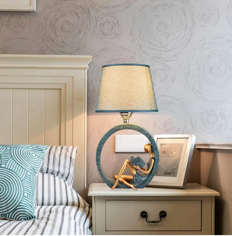 Дамские настольные лампы из смолы для чтения прикроватная лампа спальни теплая