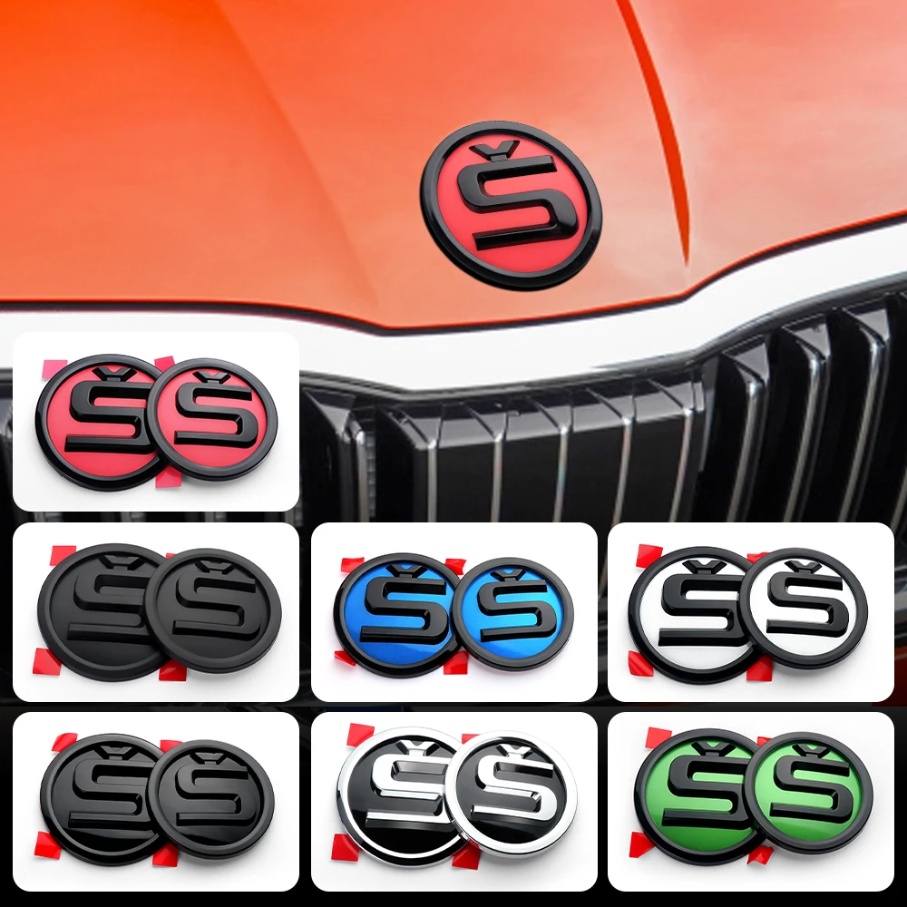 

3D ABS Car Hood Bonnet Front Grille Rear Trunk Emblem Badge Sticker for Skoda S LOGO Rapid Superb Kodiaq Fabia Kamiq Octavia VRS