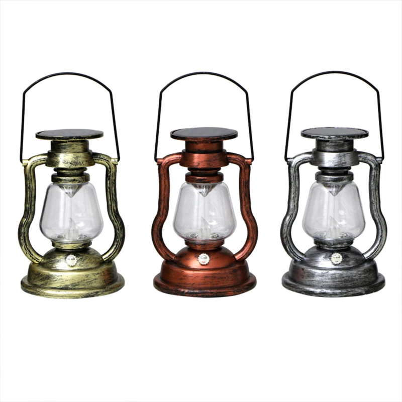 

LED Solar Light Courtyard Garden Decoration Outdoor Portable Hanging Garden Light Retro Kerosene candle Solar Lamp For Patio