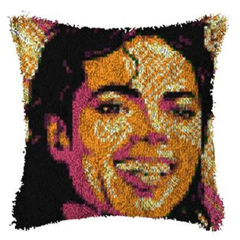 

Cross stitch pillows DIY Unfinished Crocheting Yarn Mat Woman Latch hook pillow with Pre-Printed Pattern Foamiran for needlework