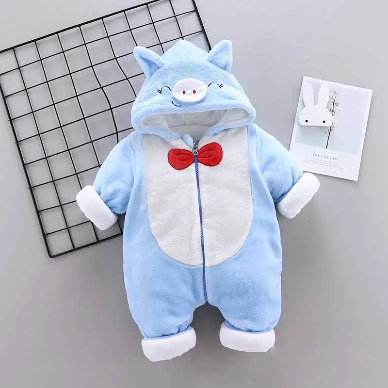 

Toddler Infant Baby Clothing Boys Girls Kawaii Cartoon Hooded 3D Ear Romper Jumpsuit Clothes Winter Warmer Newborn Kid Costumes