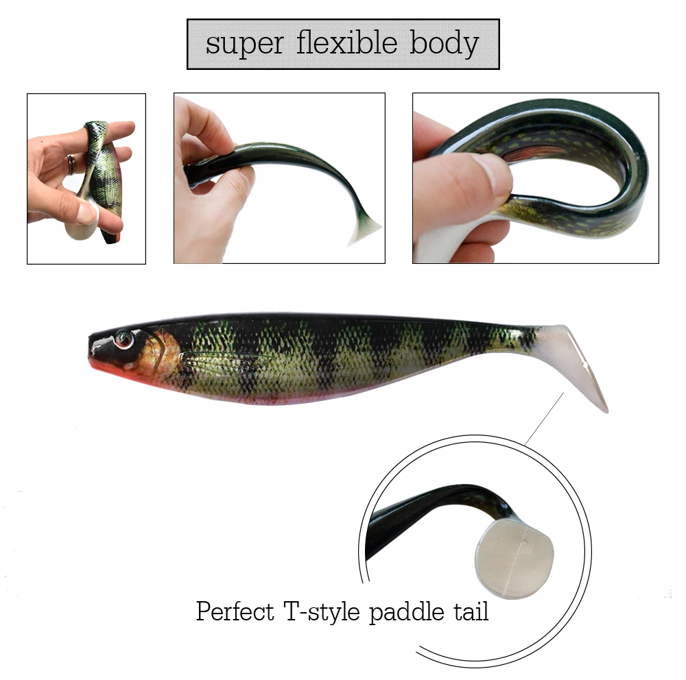 BESTAC Soft Lure bait Huge Big Pro Shad Predator Zander Bass Perch Pike Rage Berserk Sea Fresh Fishing Lead Head and Hook | Спорт и
