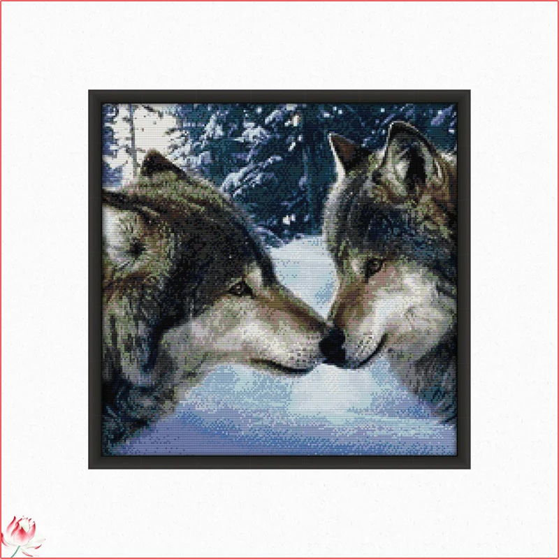 

The Wolf Kiss Patterns Counted 11CT 14CT DIY Cross Stitch Sets Chinese Cross-stitch Kits Embroidery Needlework
