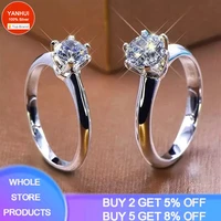 with certificate 18k white gold solitaire 6mm8mm lab diamond ring engagement wedding bands gift for women no fade allergy free