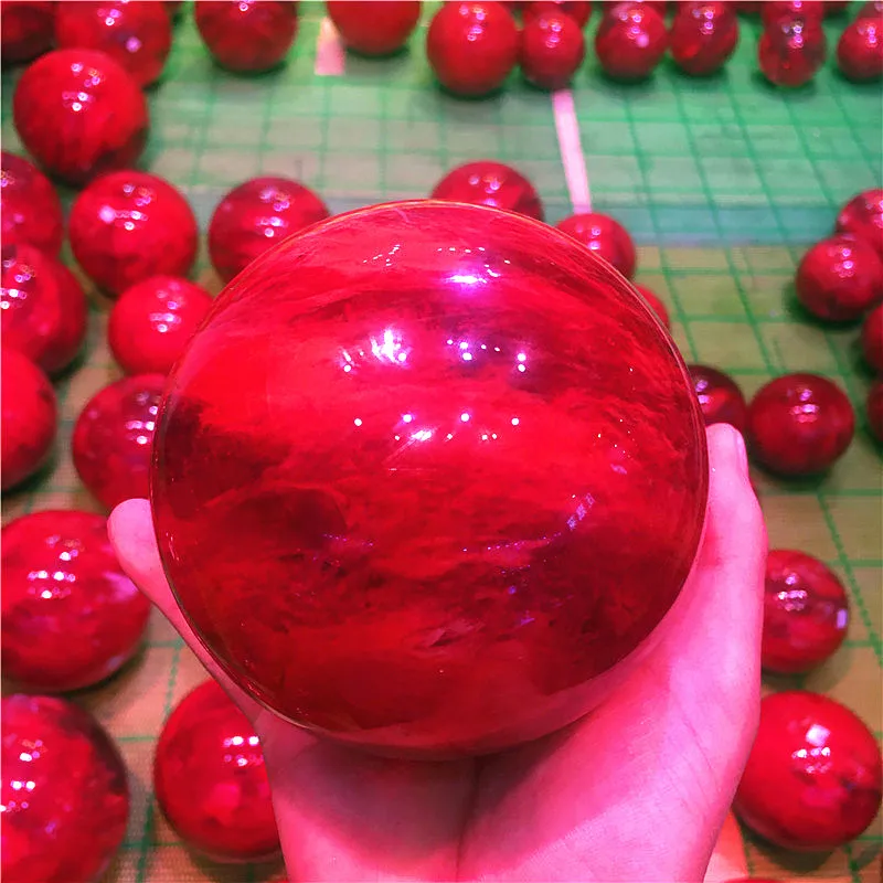 

1pcs Beautiful red CLEAR SMELT QUARTZ CRYSTAL SPHERE BALL HEALING