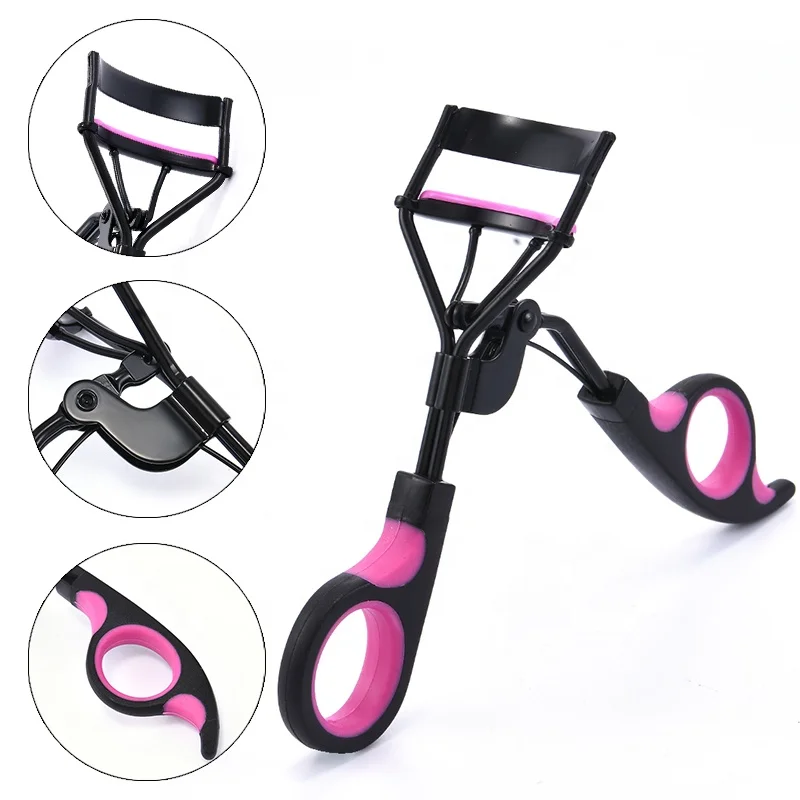 

2 Pieces Eyelash Curler Curling Frosted Handle Eyelashes Clip Tweezers Tools Eye Shape Replacement Pad Lined Makeup Aid Tool