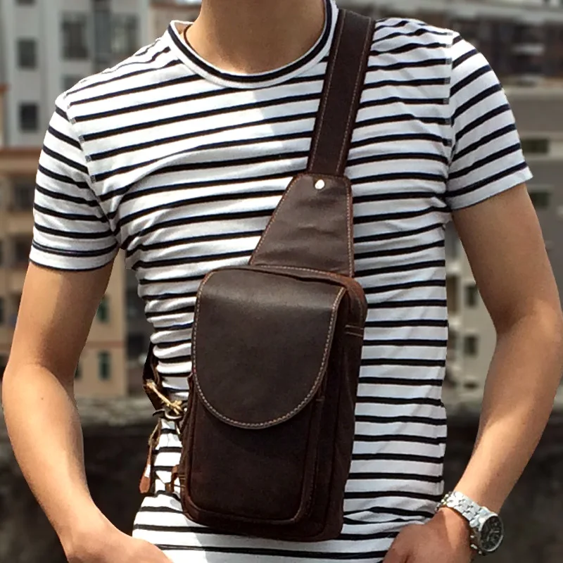 Мужская нагрудная сумка в стиле ретро кожаная сумочка на плечо с рисунком лошади