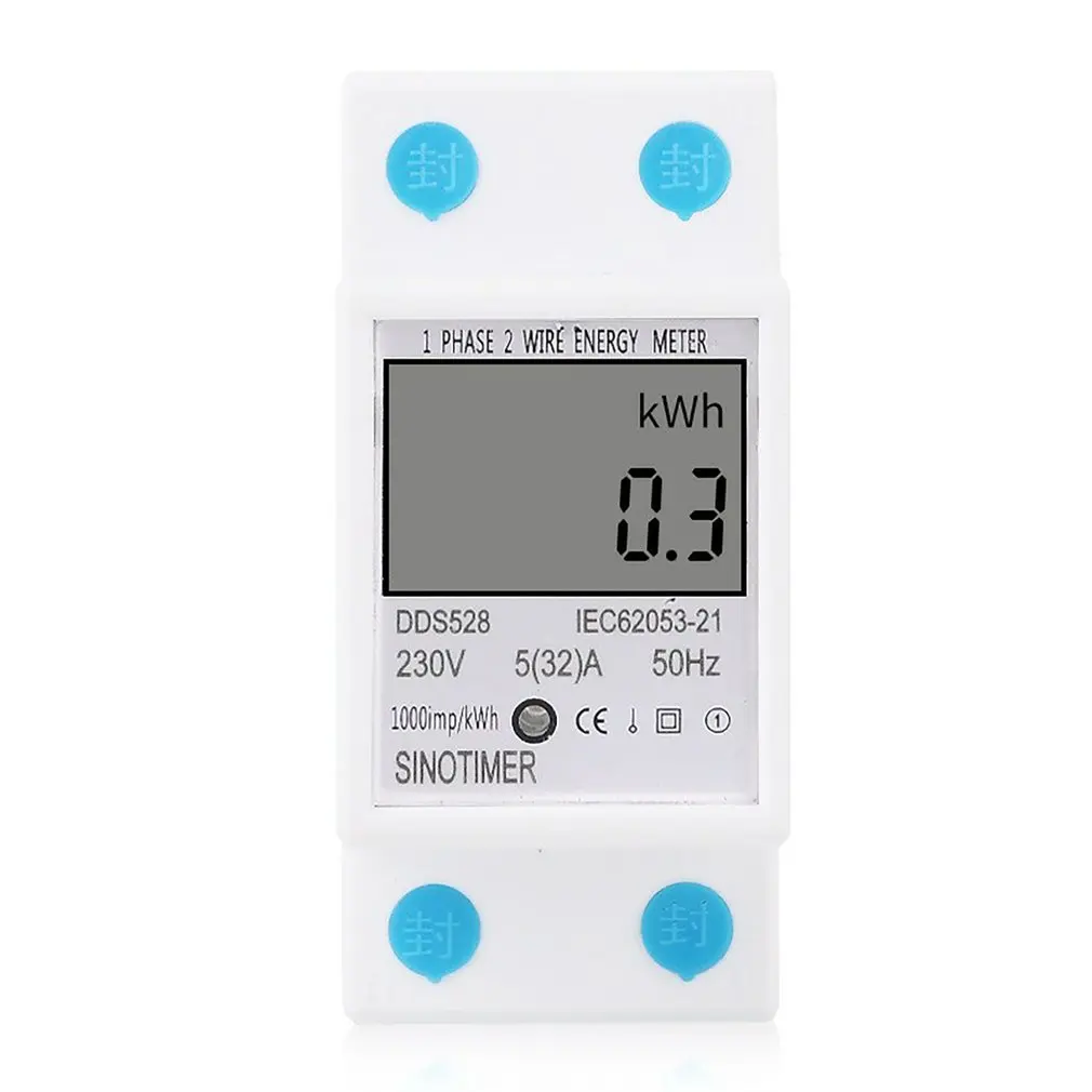 

Home DIN Rail LCD Digital Display Power Consumption KWh Meter Single Phase Energy Meter Watt Wattmeter 220V AC 50Hz