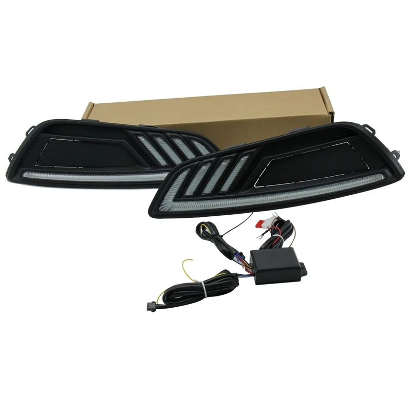 

2Pcs for 2015 Ford New Focus with Yellow and Blue LED Daytime Running Lights, Fangs Fog Lights