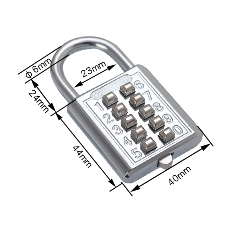 

10 Digit Push Button Combination Padlock 5 Digit Locking Mechanism Zinc Alloy Anti-theft Digit Push Password Lock Home Decor