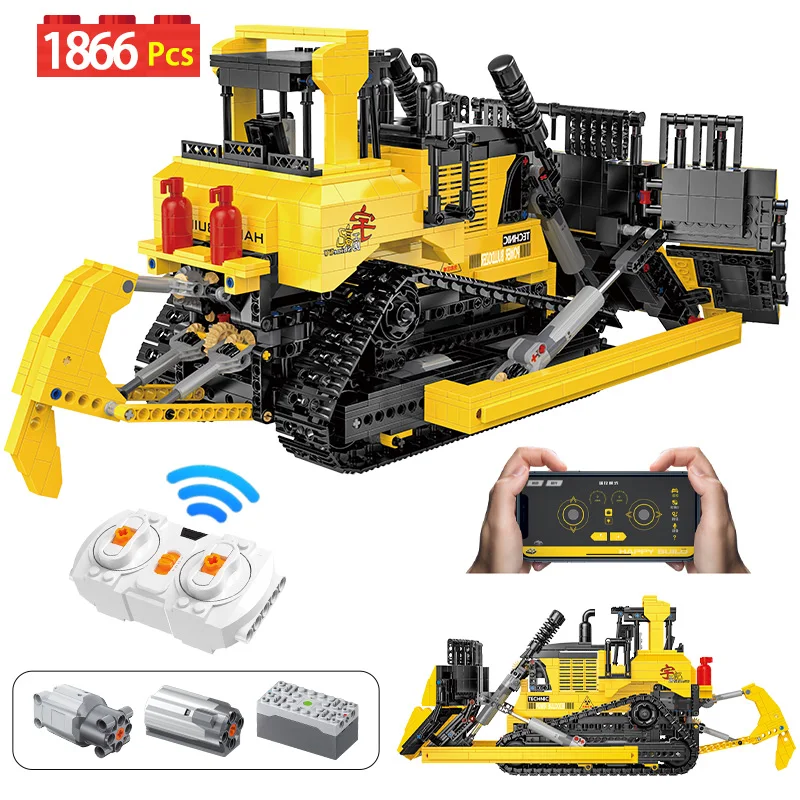 

Радиоуправляемый городской технический инженерный автомобиль электрический бульдозер строительные блоки приложение пульт дистанционног...