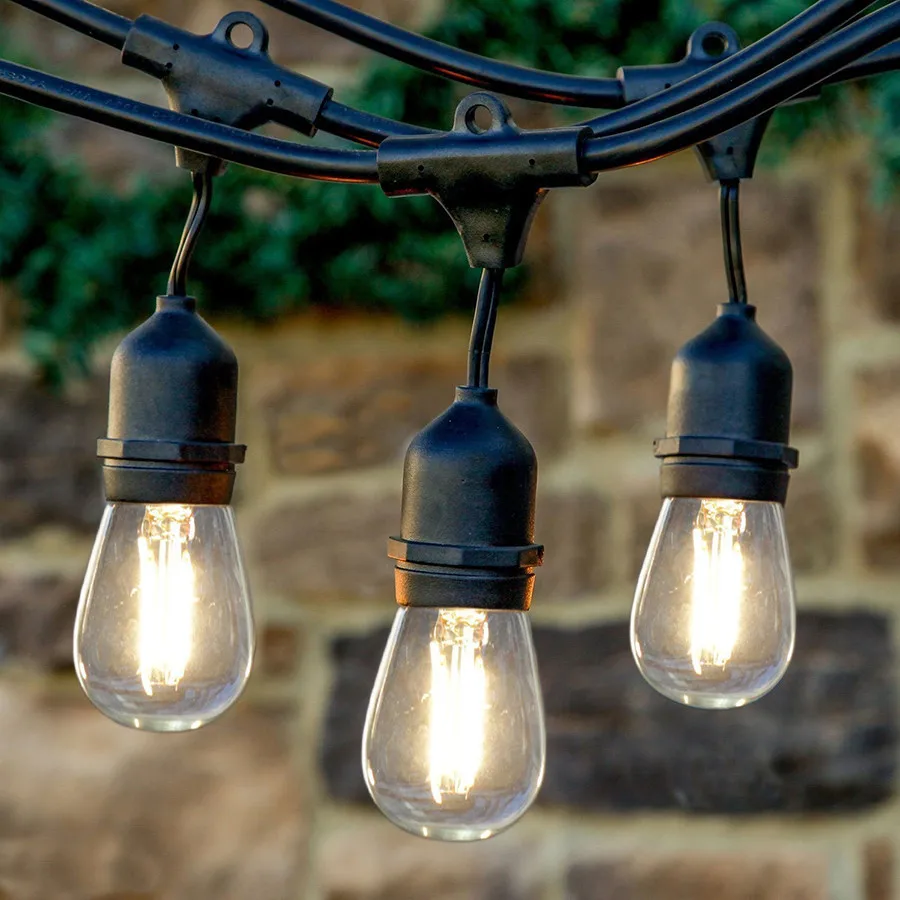 

15M 15LED RGB Outdoor String Light Patio String Light With S14 Edison Bulb Commercial Grade Cafe Backyard Party Garland Light