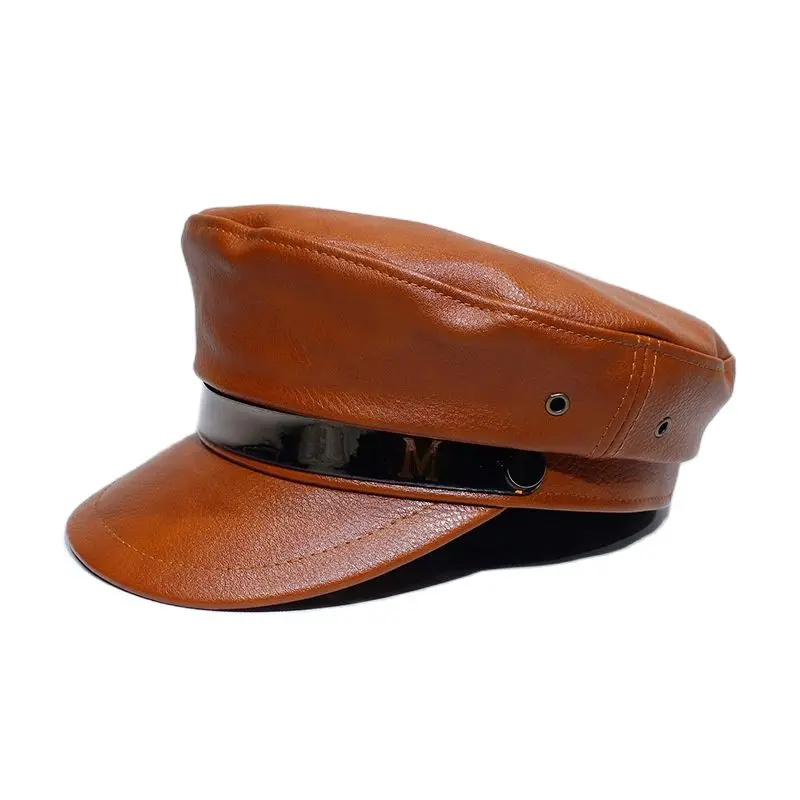 2021 зимние черные береты из искусственной кожи для женщин и мужчин военная шапка