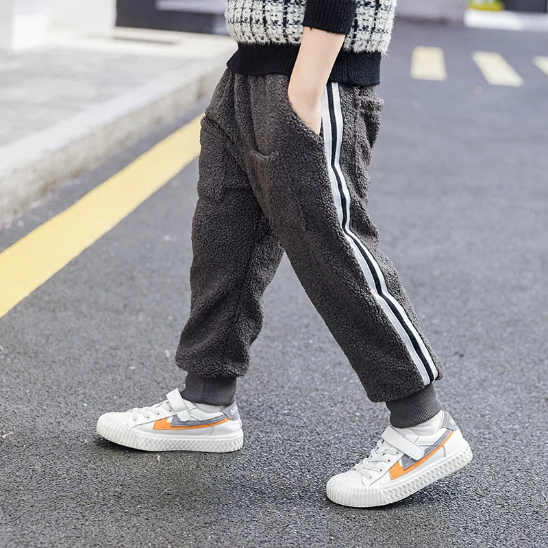 Зимние штаны для мальчиков Теплые повседневные брюки с плюшевой подкладкой