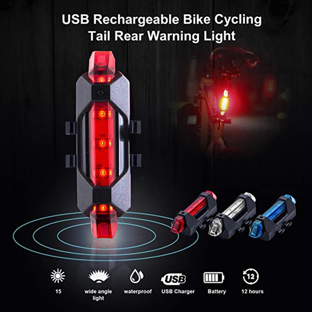 

5LED USB Bike Tail Light Waterproof 4 kinds of brightness adjustable Bicycle Safety Cycling Warning Rear Lamp Portable Taillight