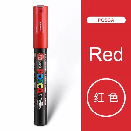 red 3 шт Япония UNI POSCA Маркер Краска Ручка PC-1M ручная краска ed картина в стиле комикса поп-плакат рекламная ручка 0,7 круглая головка вода - Цвет: red